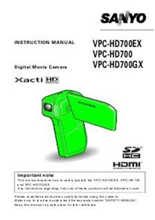Sanyo VPC HD 700 manual. Camera Instructions.